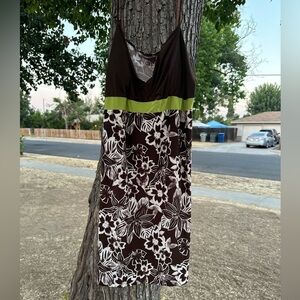 Secret Treasures Brown and Green Floral Dress